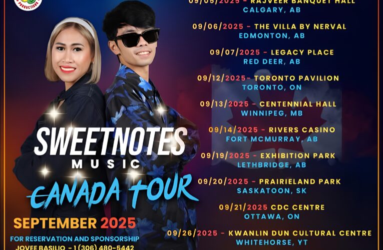 YY Entertainment Productions in cooperation with Onstage Promotions, bring you, Sweetnotes, The Canada Series