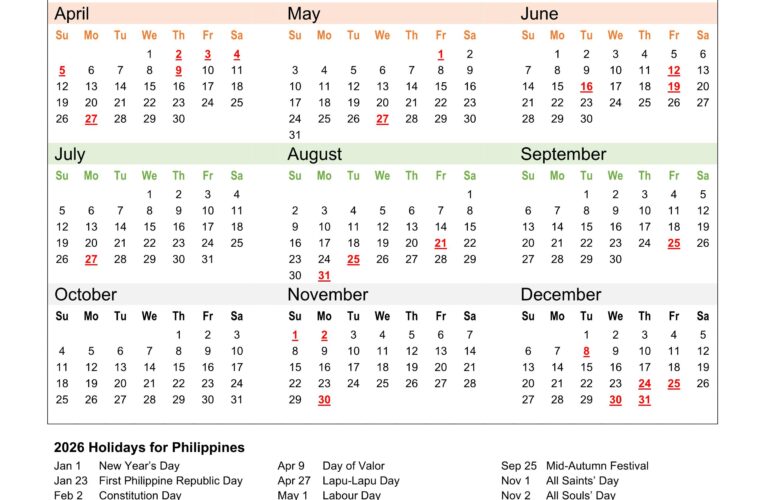 2026 Philippine Holidays, Working Days, Special Holidays, and Non-Working Days